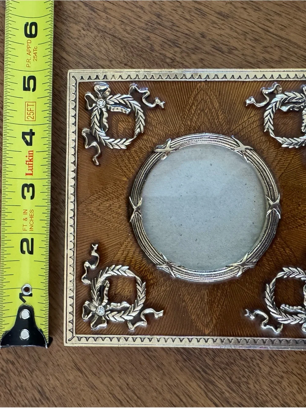 1989 Terragrafics Photo Frame Brown Enamel Bronze Wreath Hollywood Regency